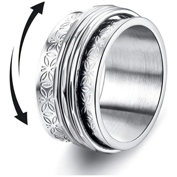 Vintage Jewelry - Stainless Steel Butterfly Anxiety Ring Unisex Rotating Anti Stress